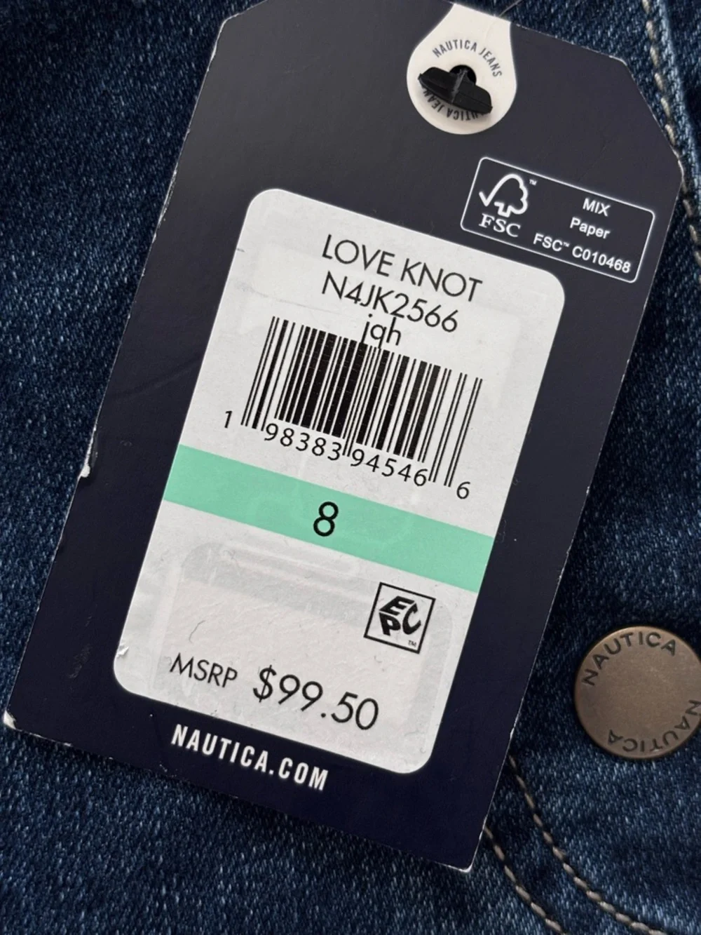 NAUTICA JEANS Wide Leg High Waist Side-Zip Sailor Jean--NWT--8 - Picture 6 of 16